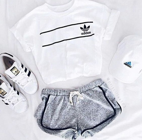 Stylizacje z ubraniami marki Adidas